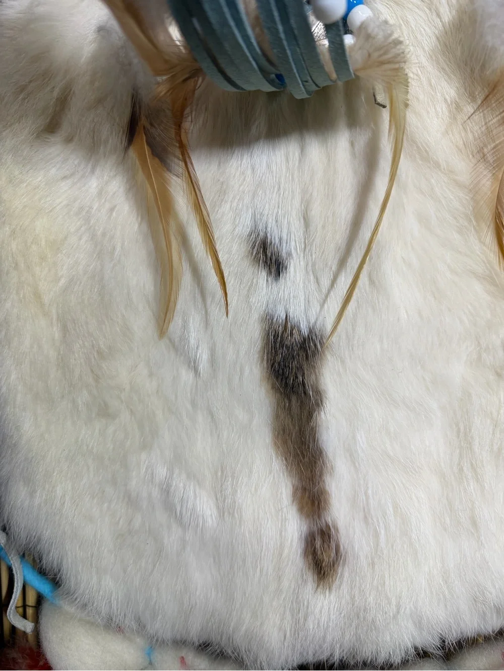 Vintage Large Native American Mandella Dream Catcher, Wool and Rabbit